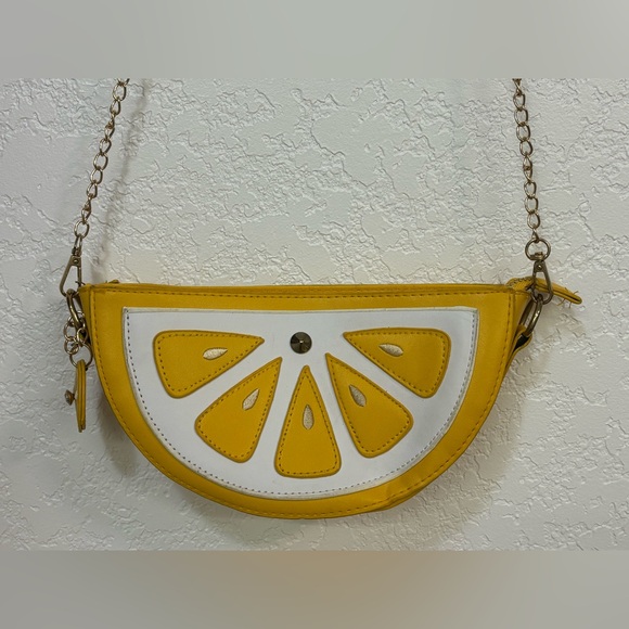 Handbags - 🍋 Women Lemon Slice Shape PU Leather Mini Cross Body Bag Shoulder Chain Bag